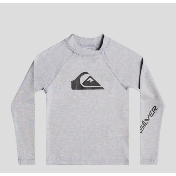 Quiksilver All Time Long Sleeve Youth boys Rashguard Surf Shirt Sz L-14 NWOT - Picture 1 of 5